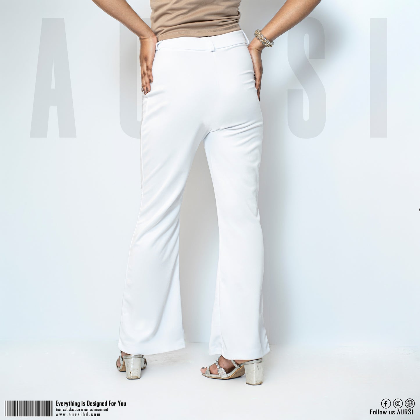 Tikin Flare Pant - Polyester Spandex Fabric - White Color