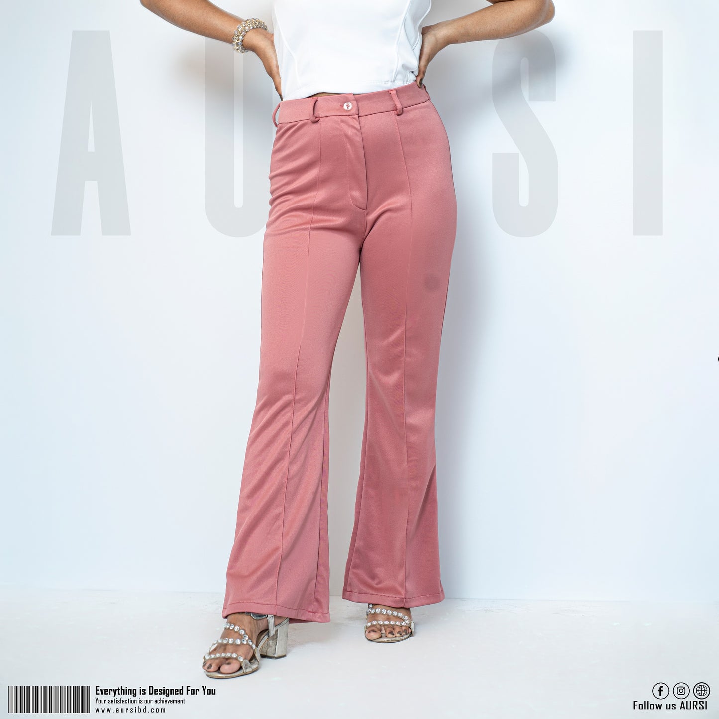 Tikin Flare Pant - Polyester Spandex Fabric - Mauve Color