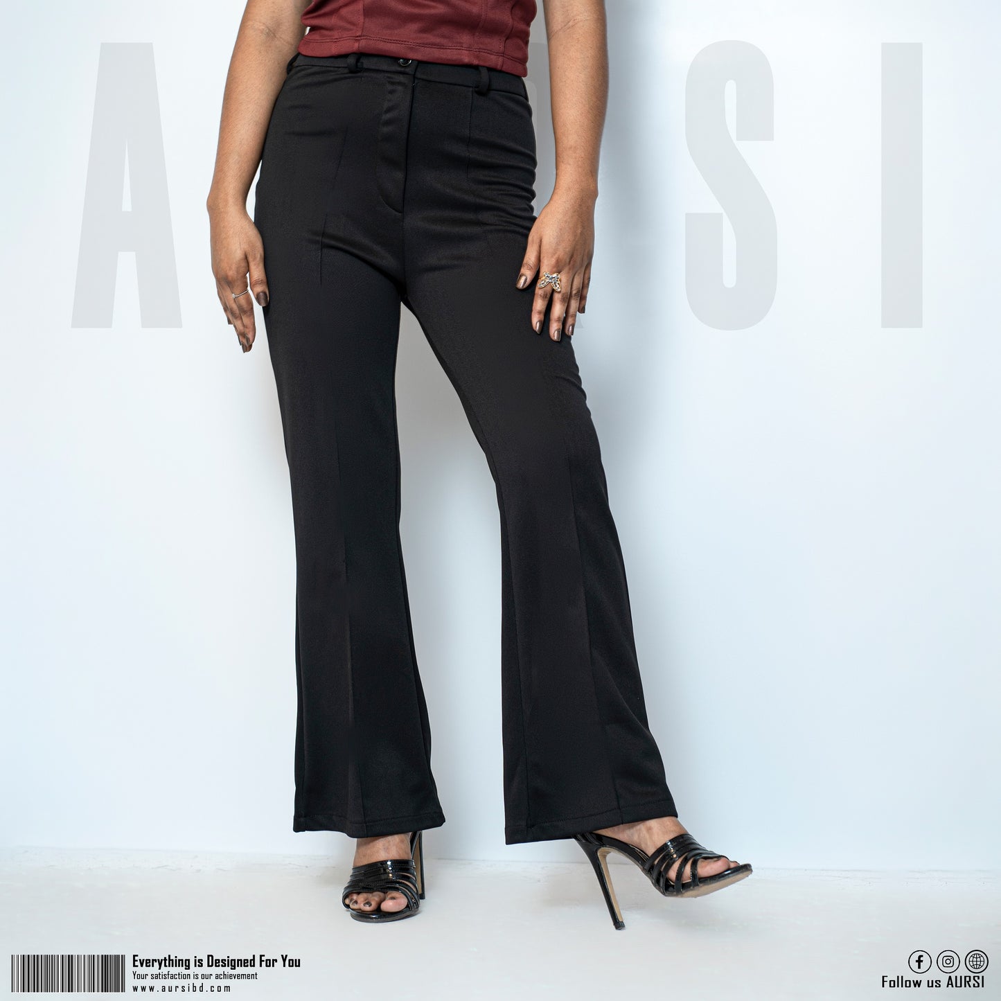 Tikin Flare Pant - Polyester Spandex Fabric - Black Color