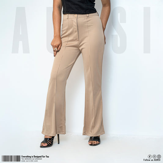 Tikin Flare Pant - Polyester Spandex Fabric - Beige Color