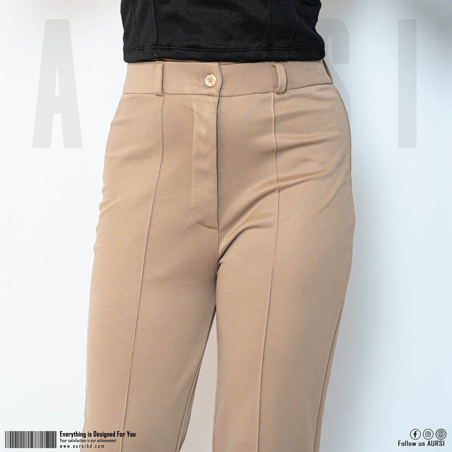 Tikin Flare Pant - Polyester Spandex Fabric - Beige Color