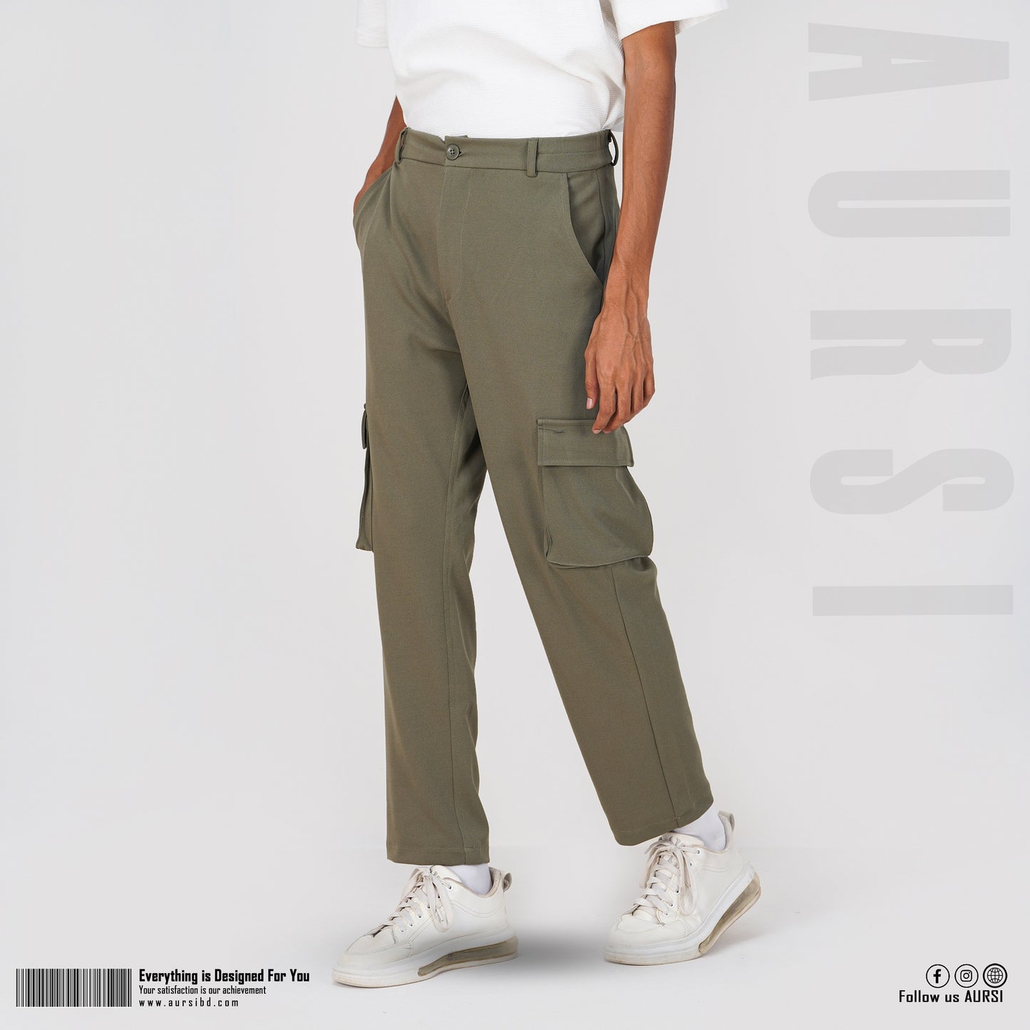 Men's Baggy Cargo Pants - Light Olive