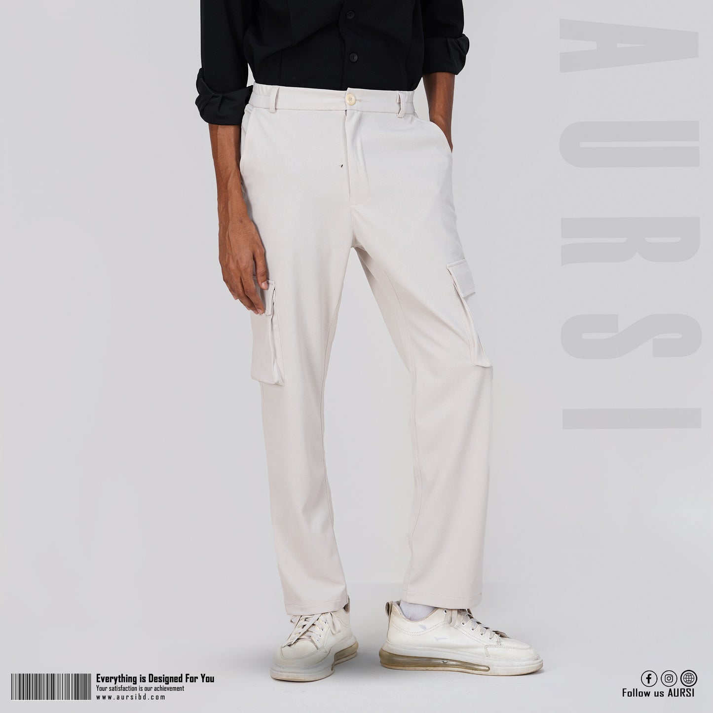 Men's Baggy Cargo Pants - Off White