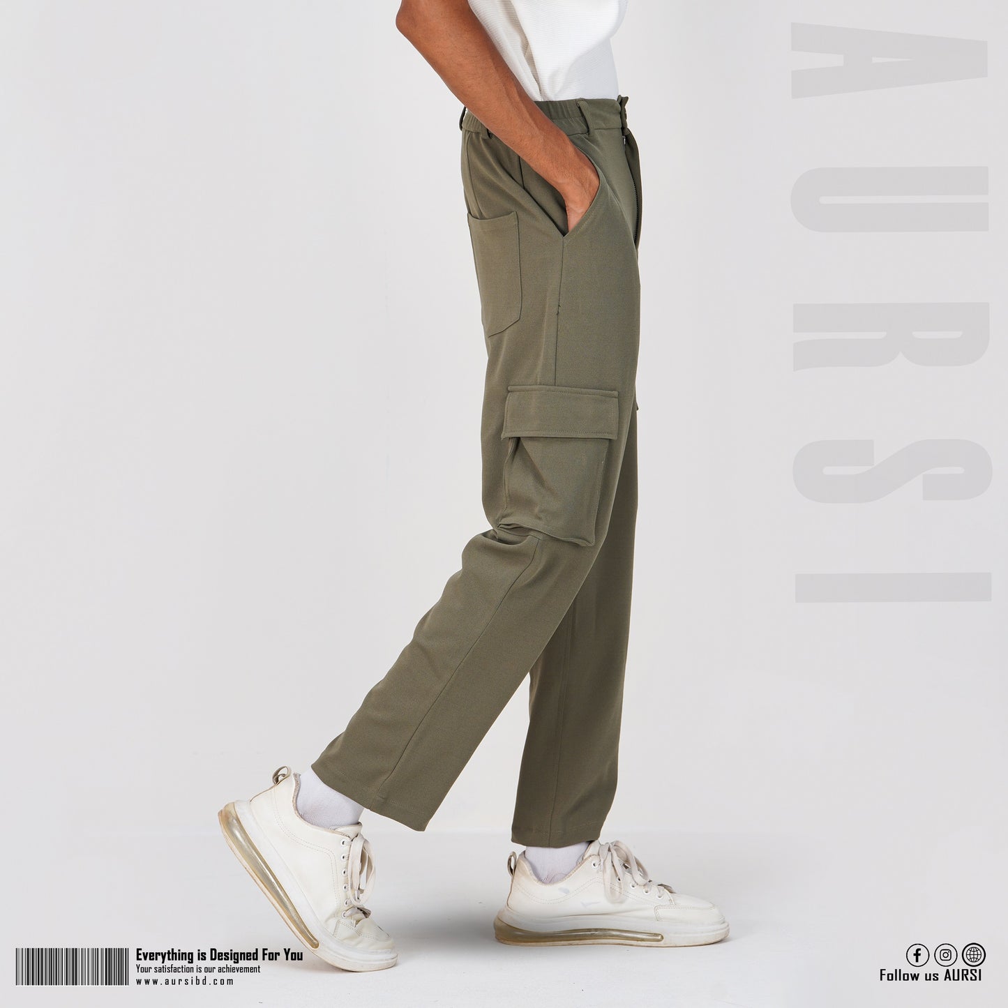 Men's Baggy Cargo Pants - Light Olive