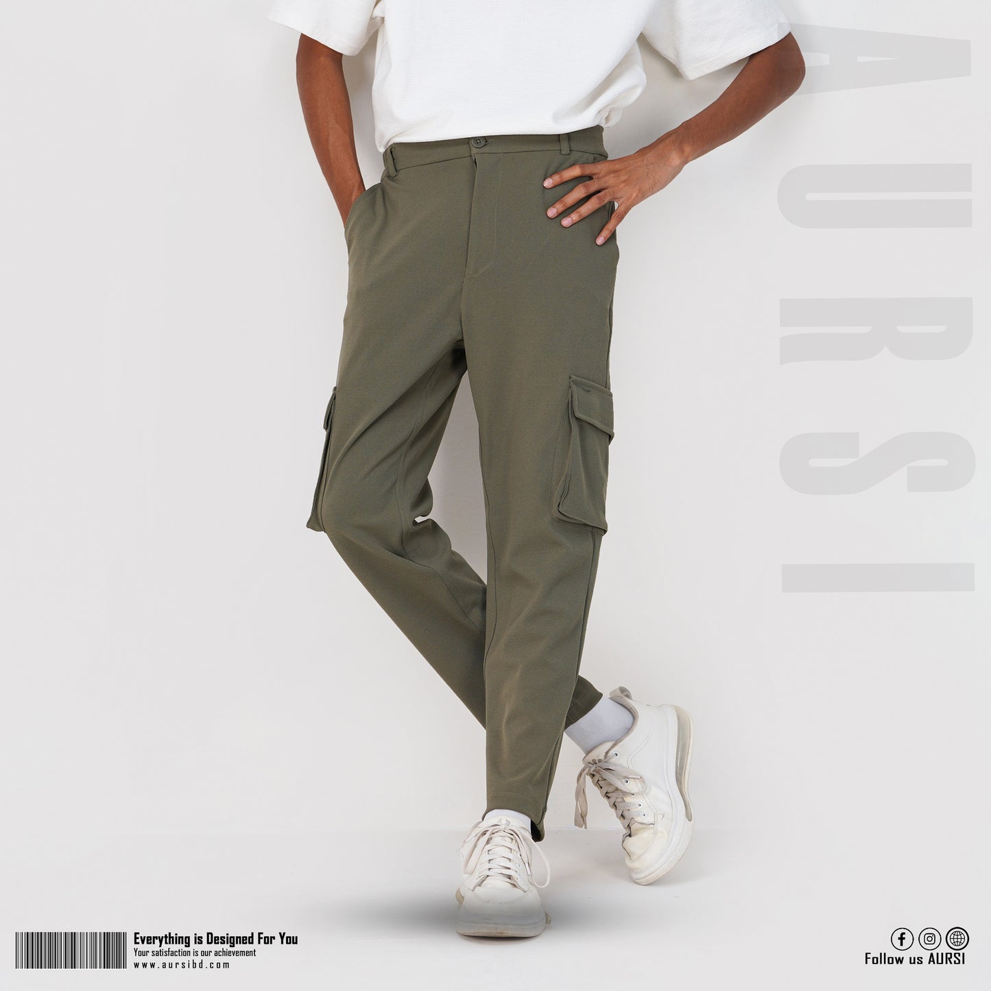 Men's Baggy Cargo Pants - Light Olive