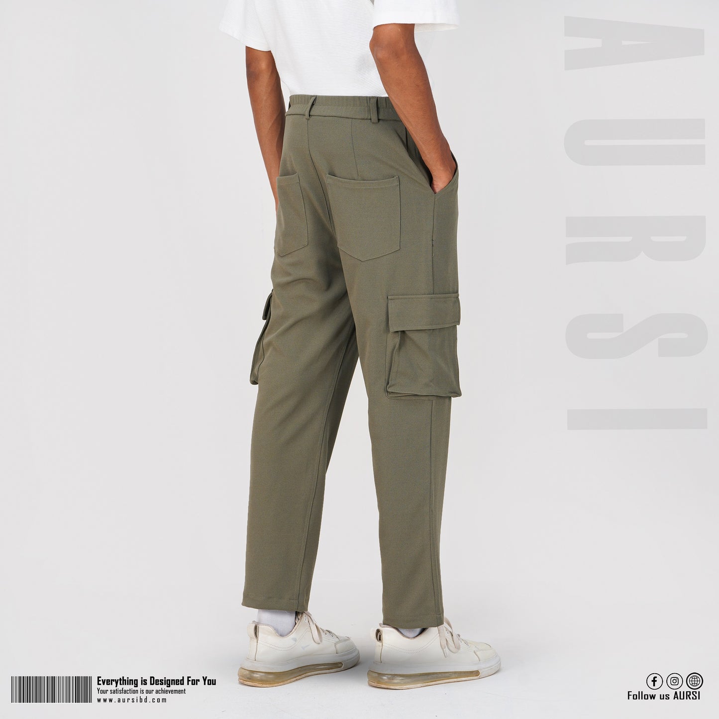 Men's Baggy Cargo Pants - Light Olive