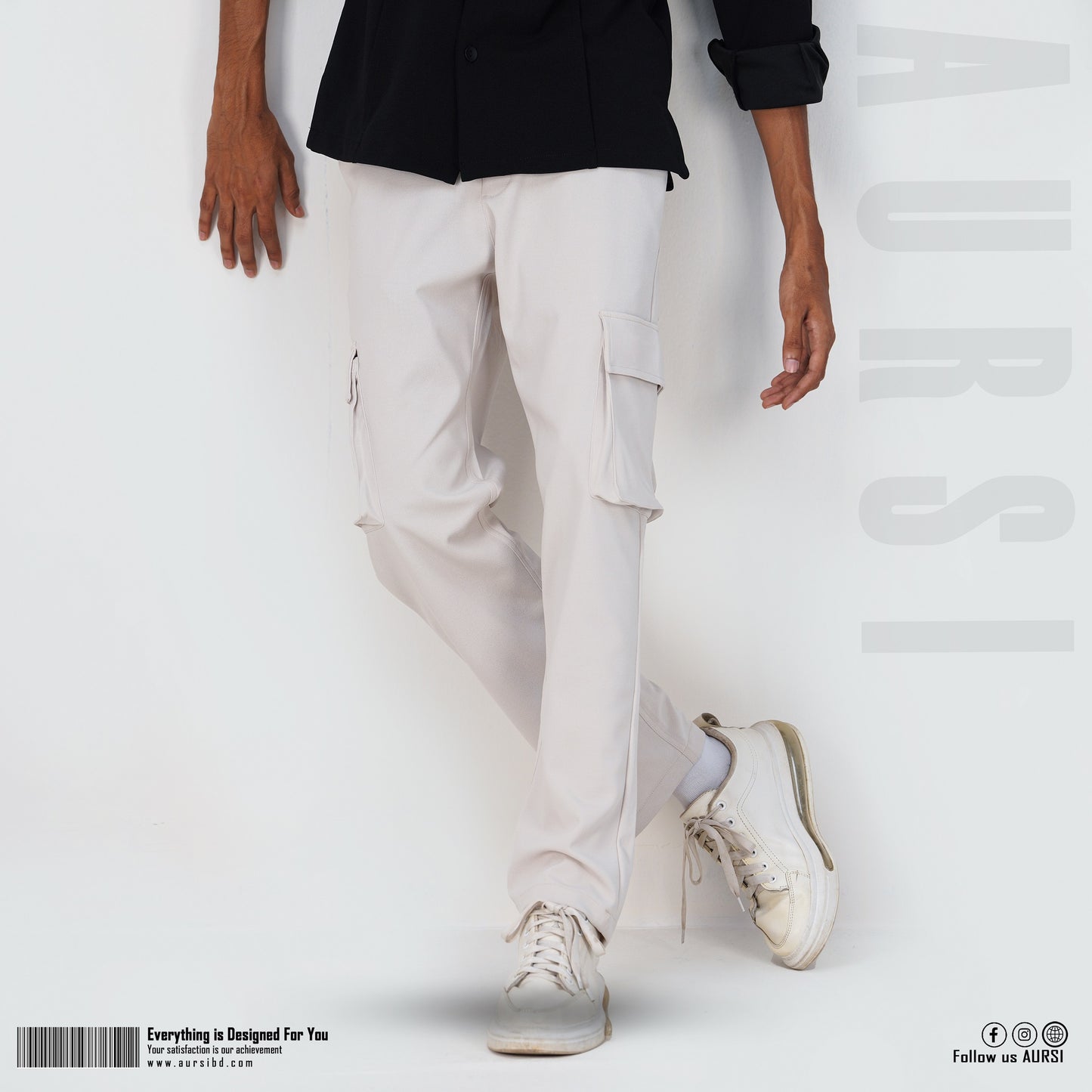 Men's Baggy Cargo Pants - Off White