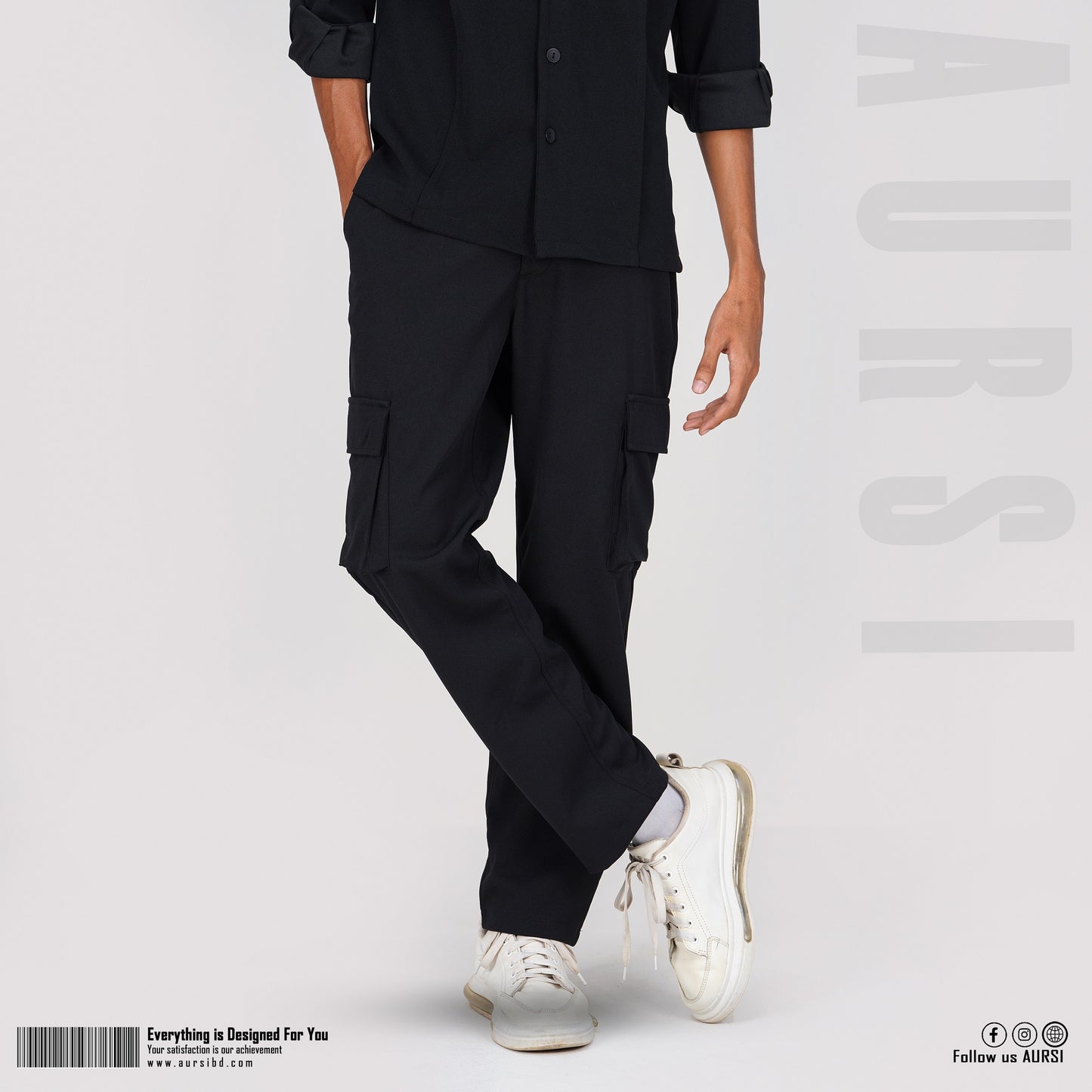 Men's Baggy Cargo Pants - Black