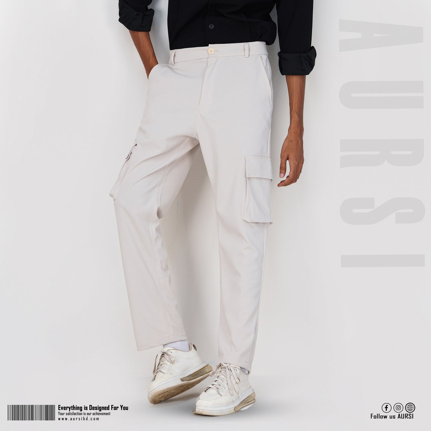 Men's Baggy Cargo Pants - Off White