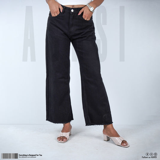 Denim Wide Leg Pant - Black