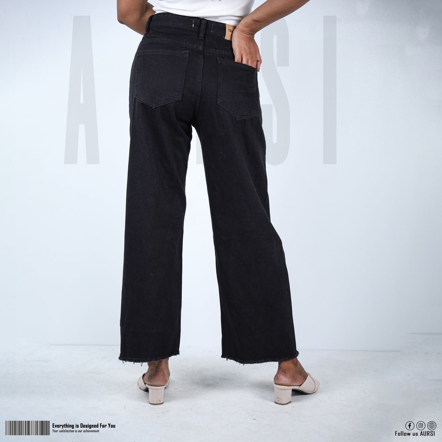 Denim Wide Leg Pant - Black