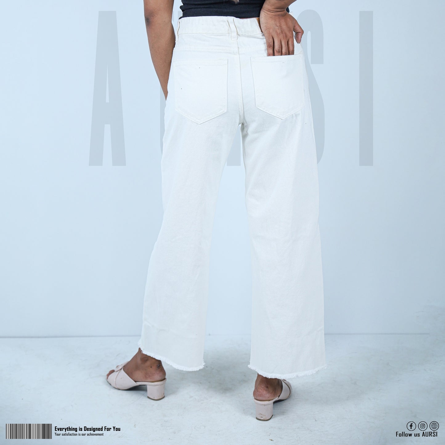 Denim Wide Leg Pant - White