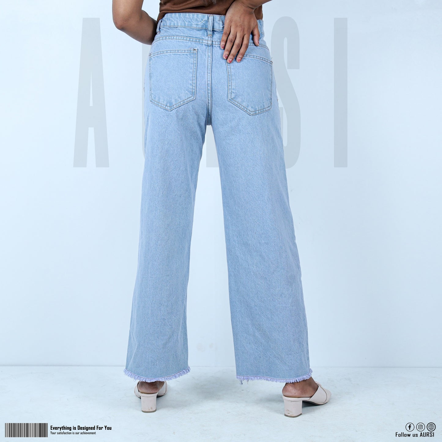 Denim Wide Leg Pant - Light blue