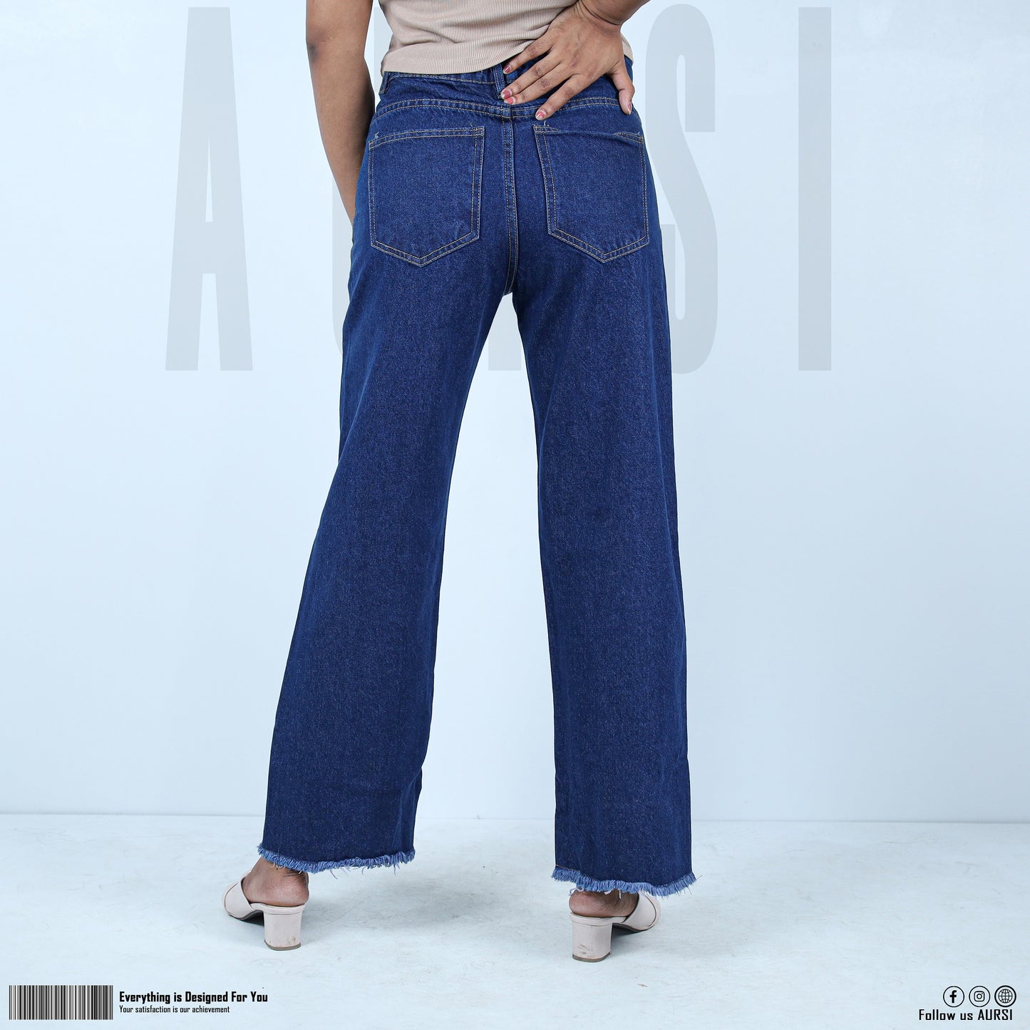 Denim Wide Leg Pant - Dark Blue