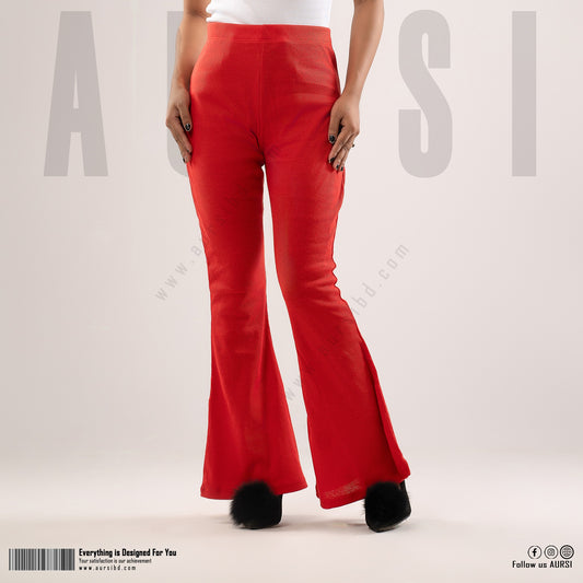 Flare Pants - Ribbed Cotton - Red