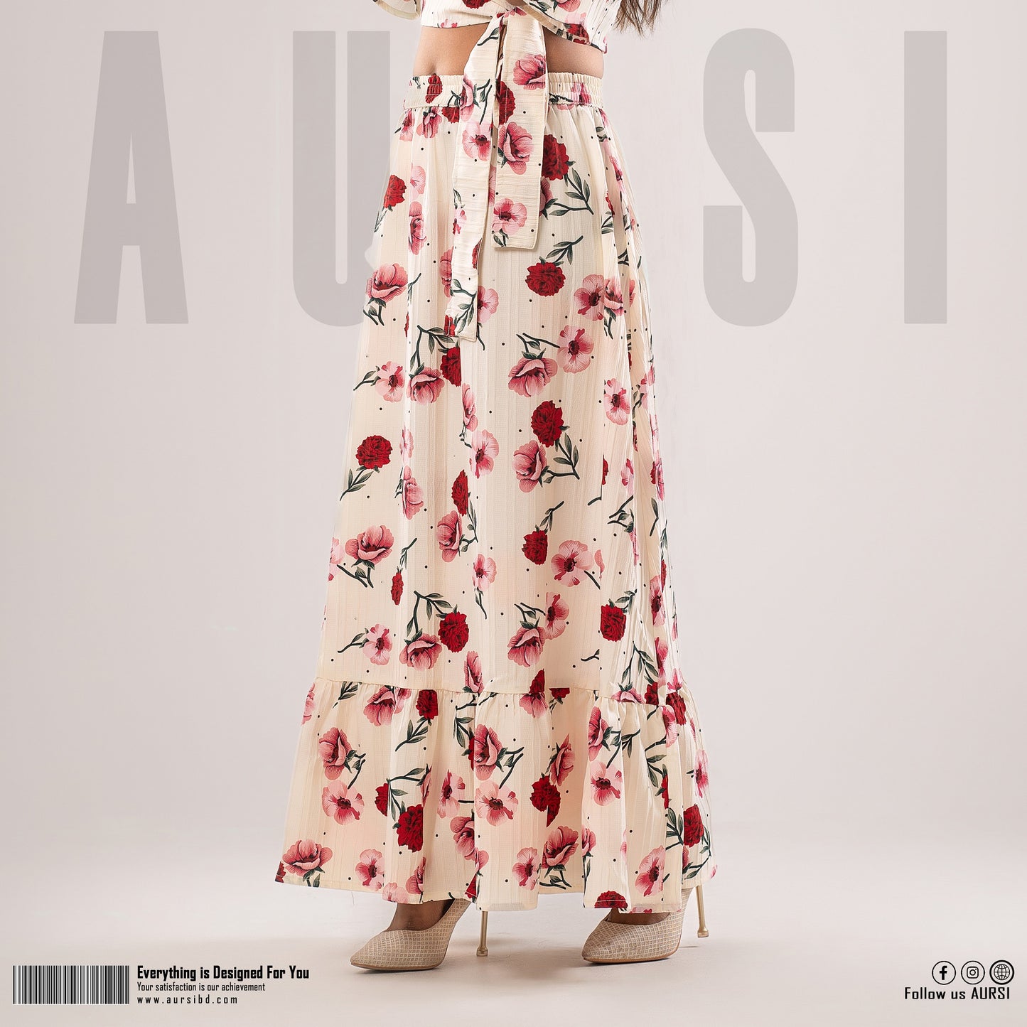 Rose Printed Skirt & Top Sets - AURSI