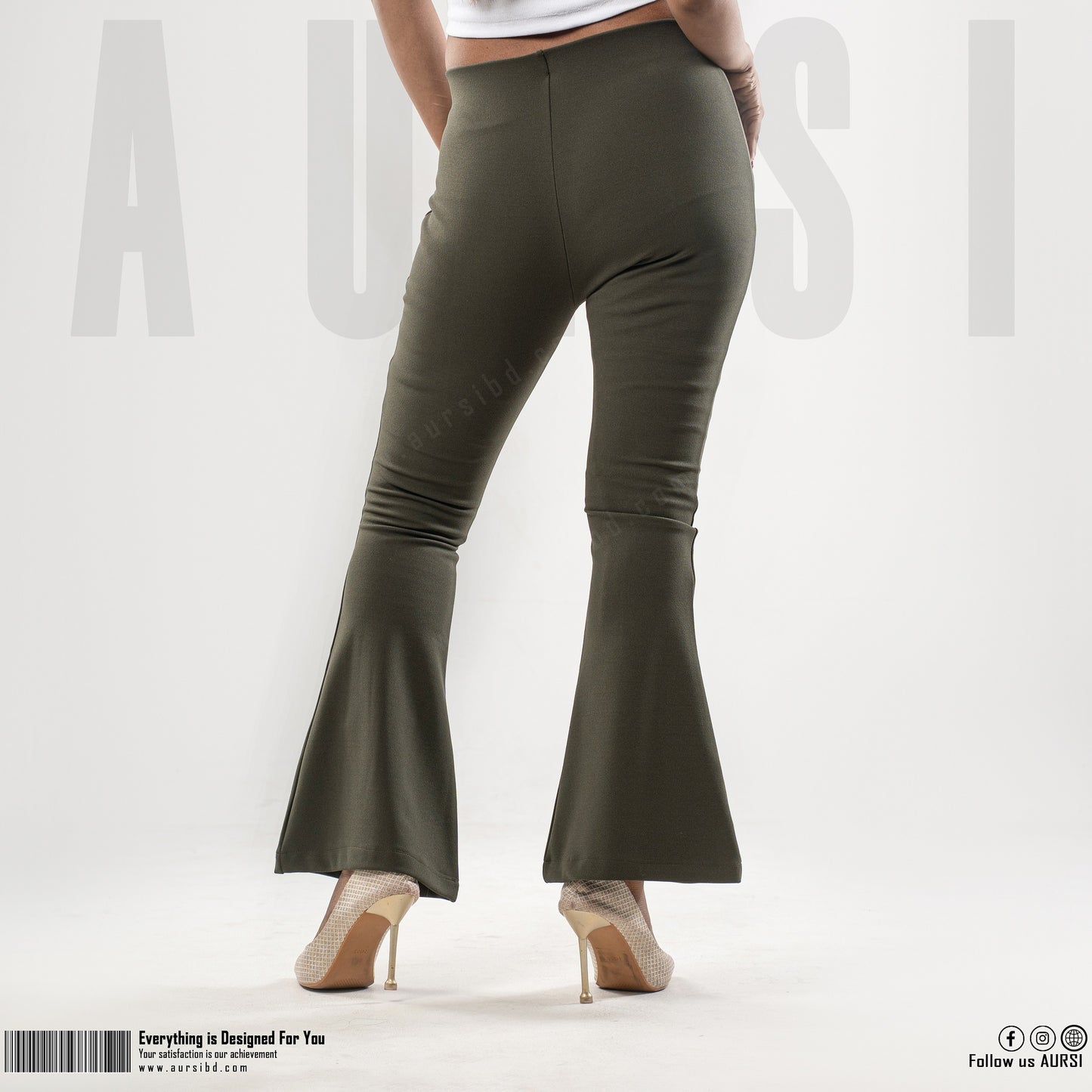 Flare Pants - Imported Spandex Fabric - Light Olive