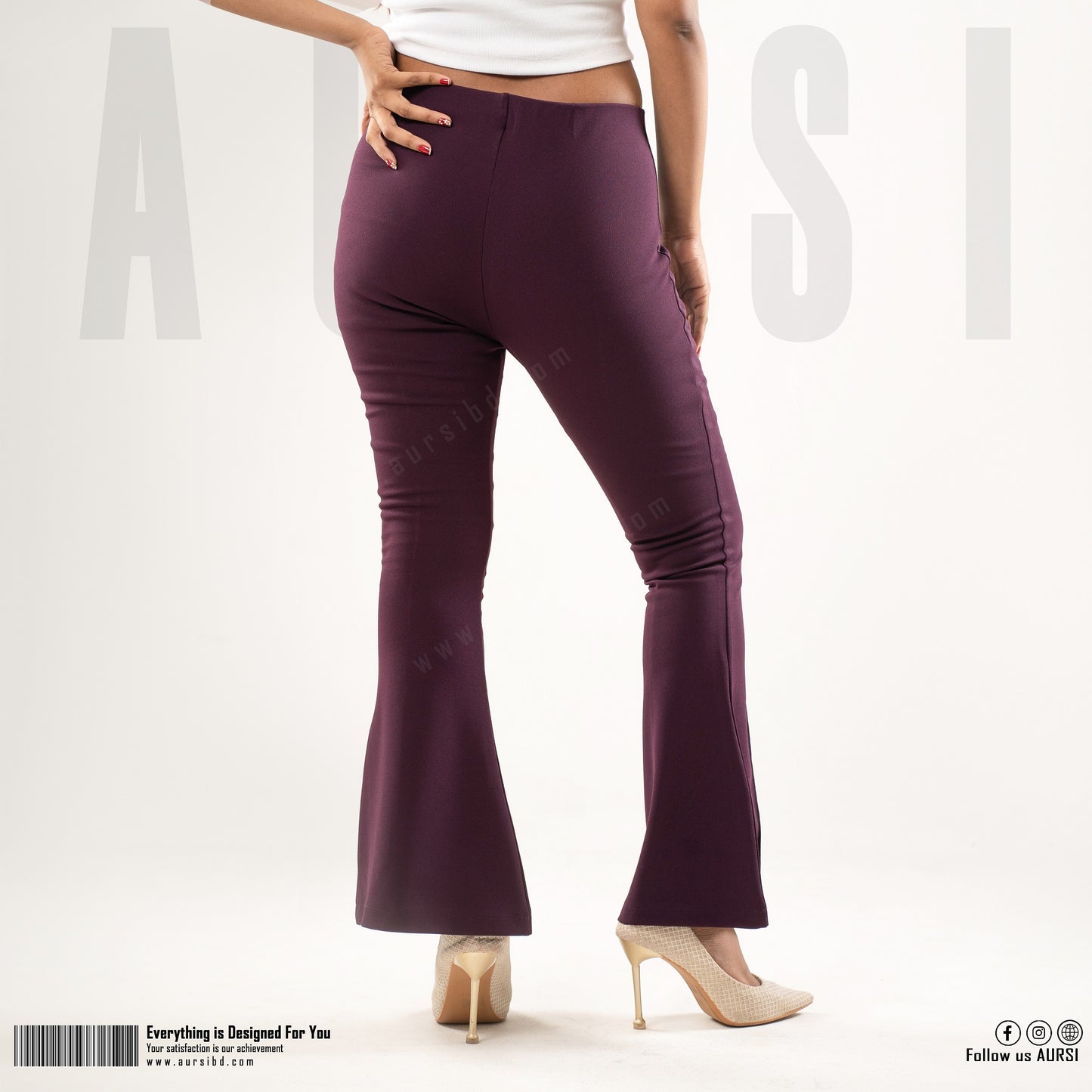 Flare Pants - Imported Spandex Fabric - Wine