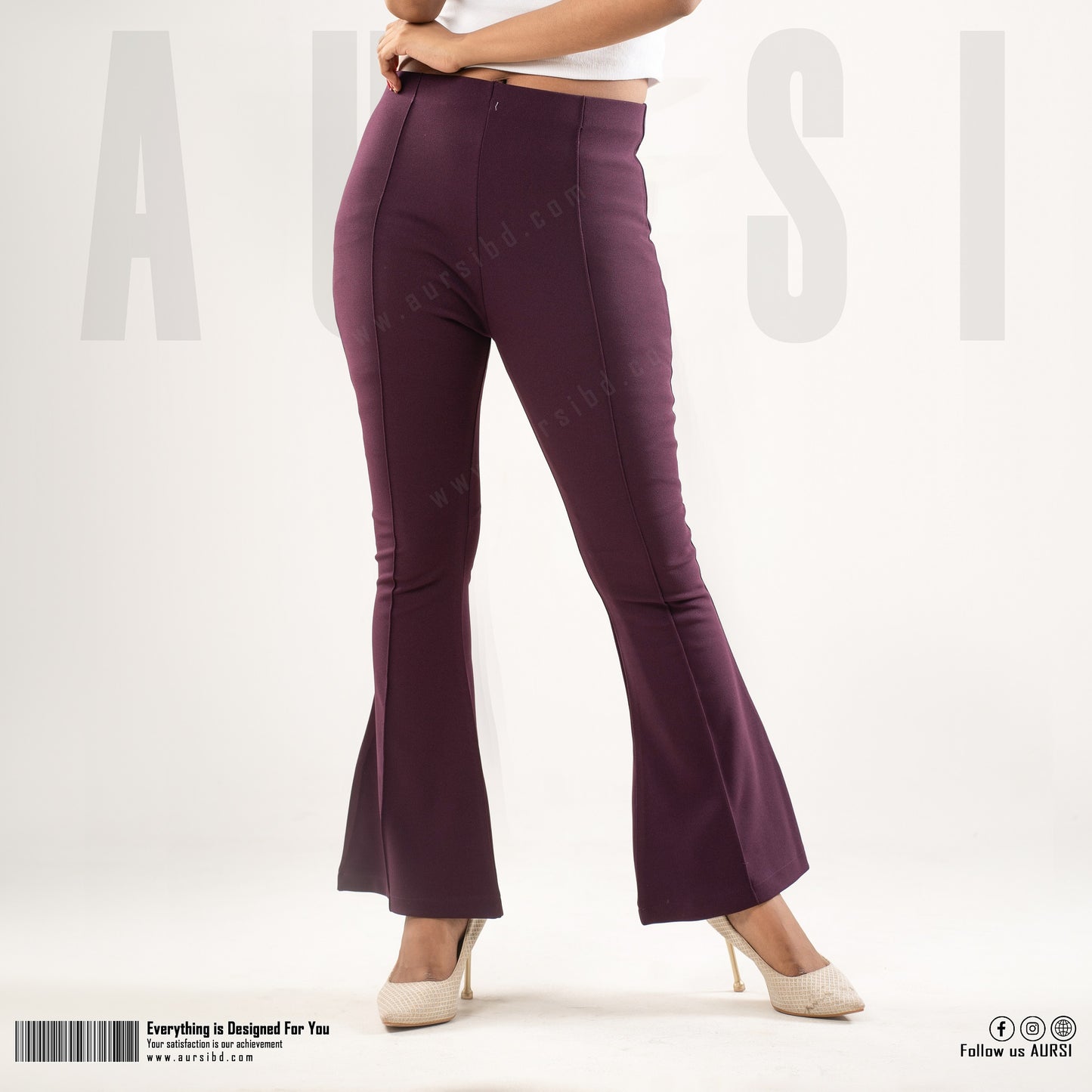 Flare Pants - Imported Spandex Fabric - Wine