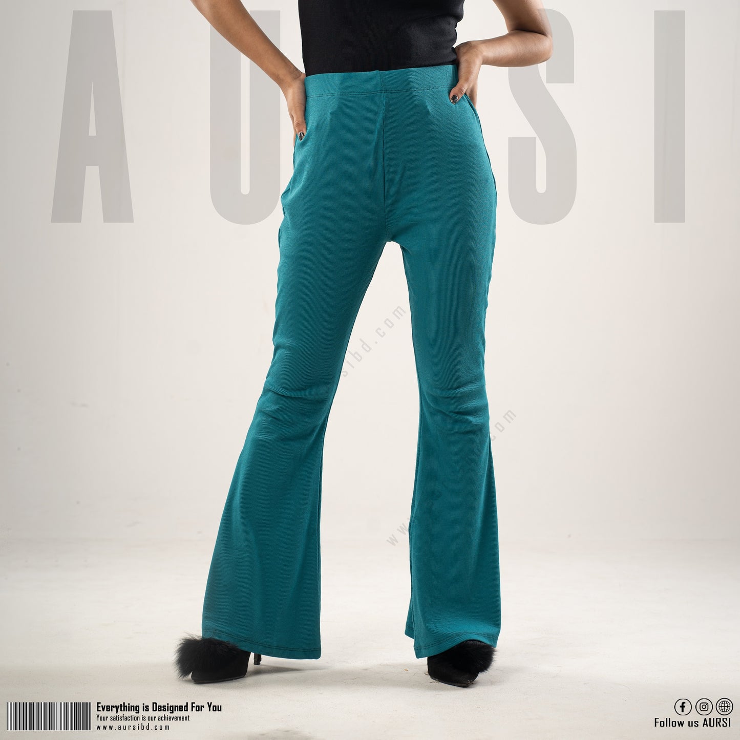 Flare Pants - Ribbed Cotton - Teal