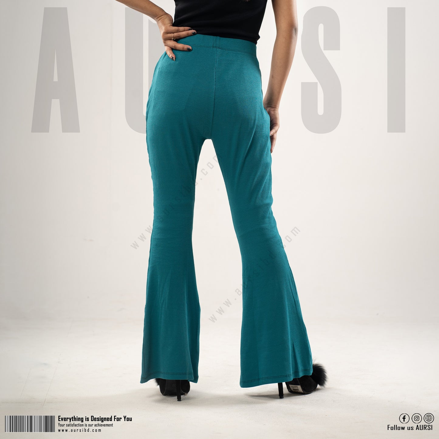 Flare Pants - Ribbed Cotton - Teal