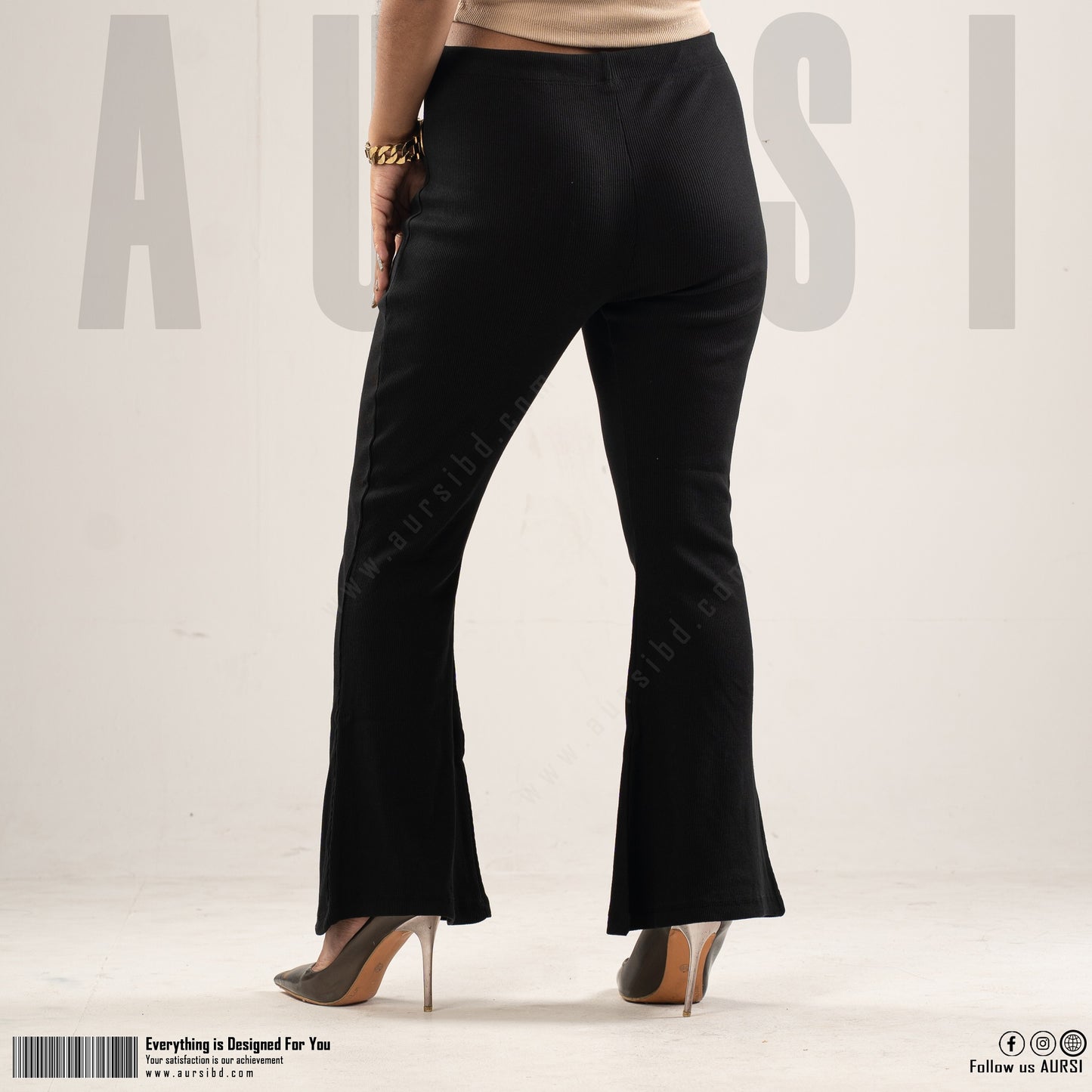 Flare Pants - Ribbed Cotton - Black