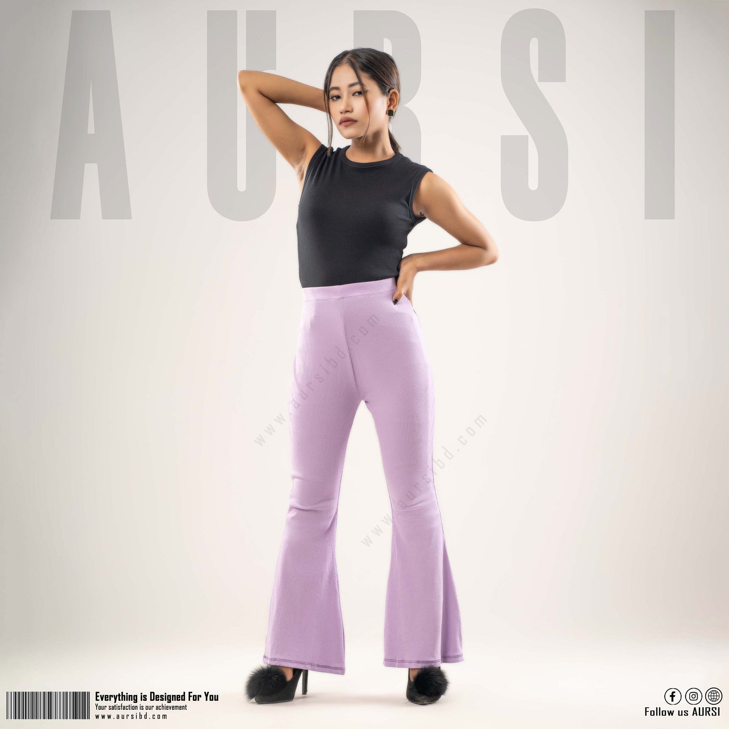 Flare Pants - Ribbed Cotton - Lavender