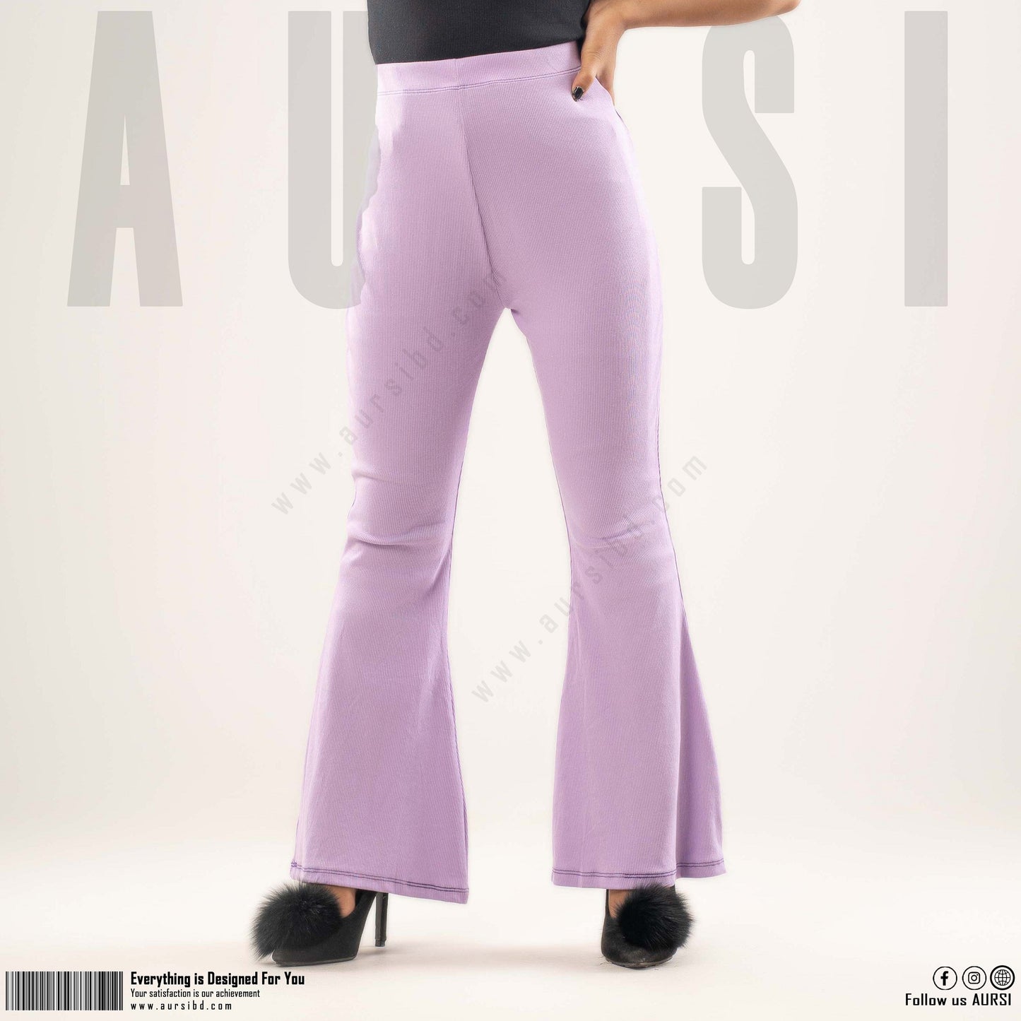 Flare Pants - Ribbed Cotton - Lavender