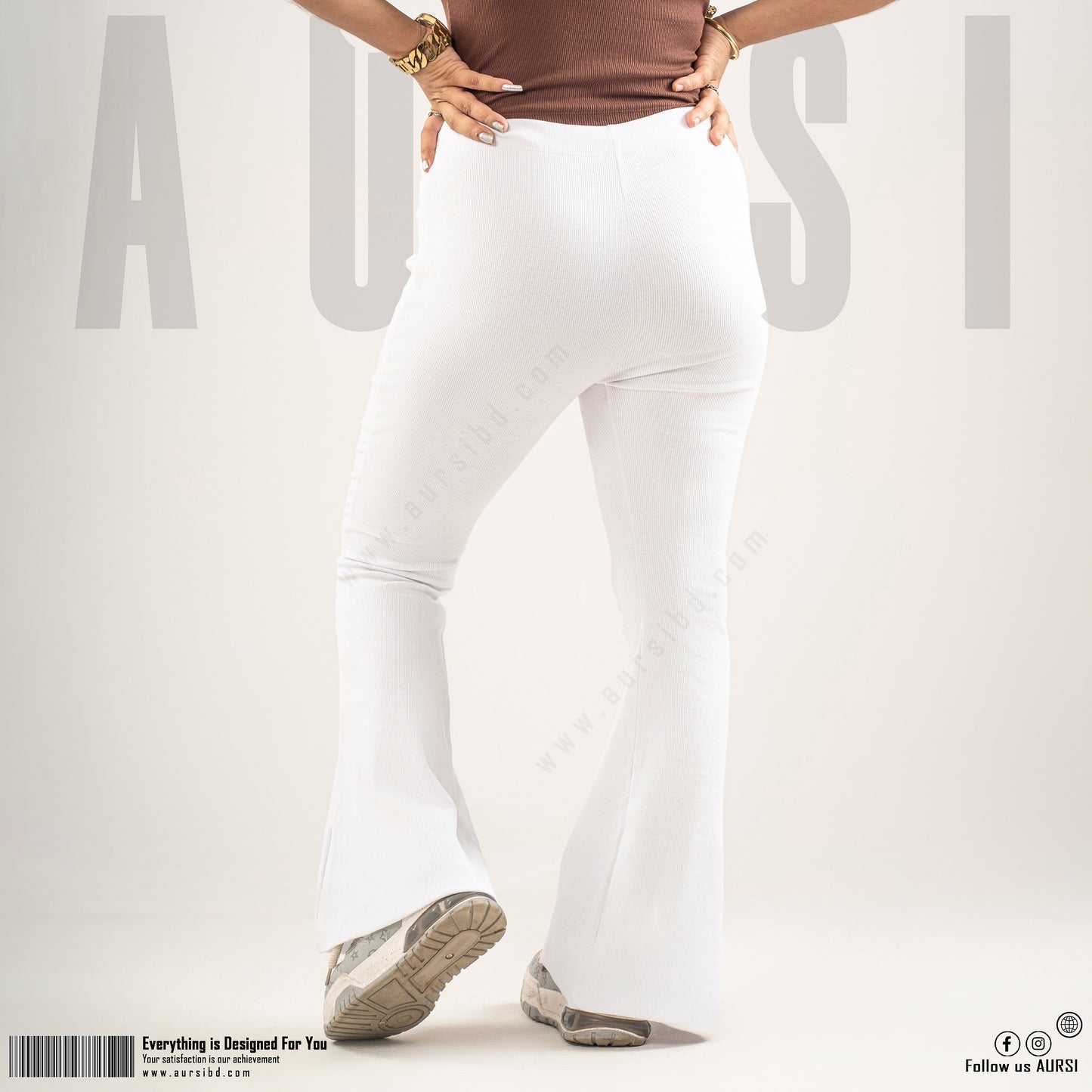 Flare Pants - Ribbed Cotton - White