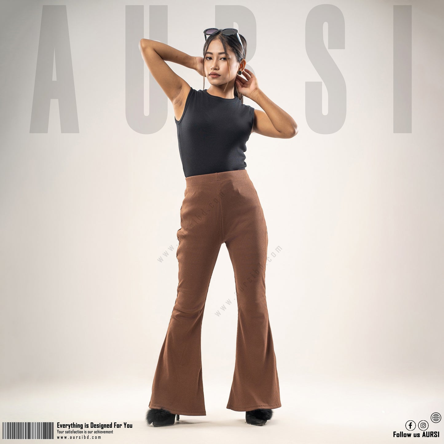 Flare Pants - Ribbed Cotton - Chocolate