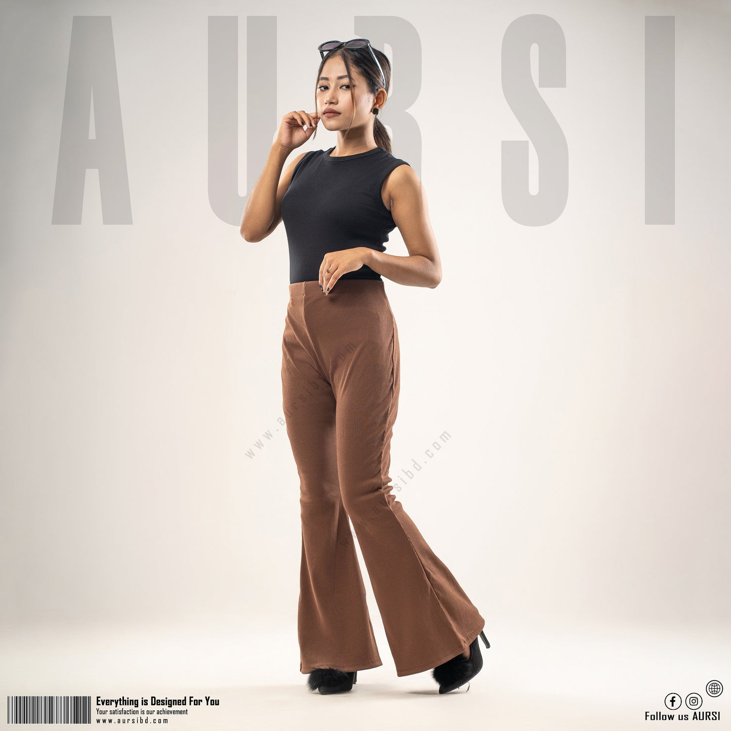 Flare Pants - Ribbed Cotton - Chocolate