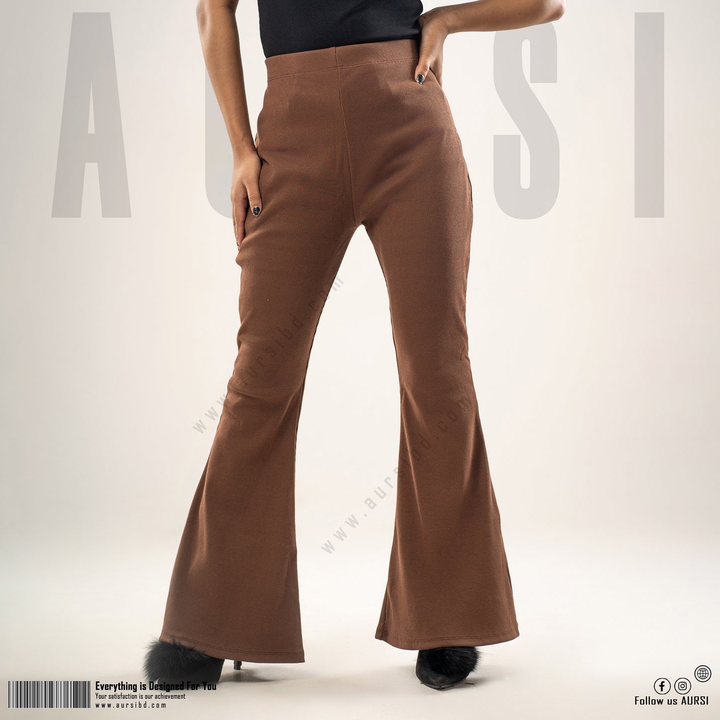 Flare Pants - Ribbed Cotton - Chocolate