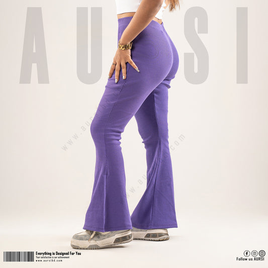 Flare Pants - Ribbed Cotton - Purple