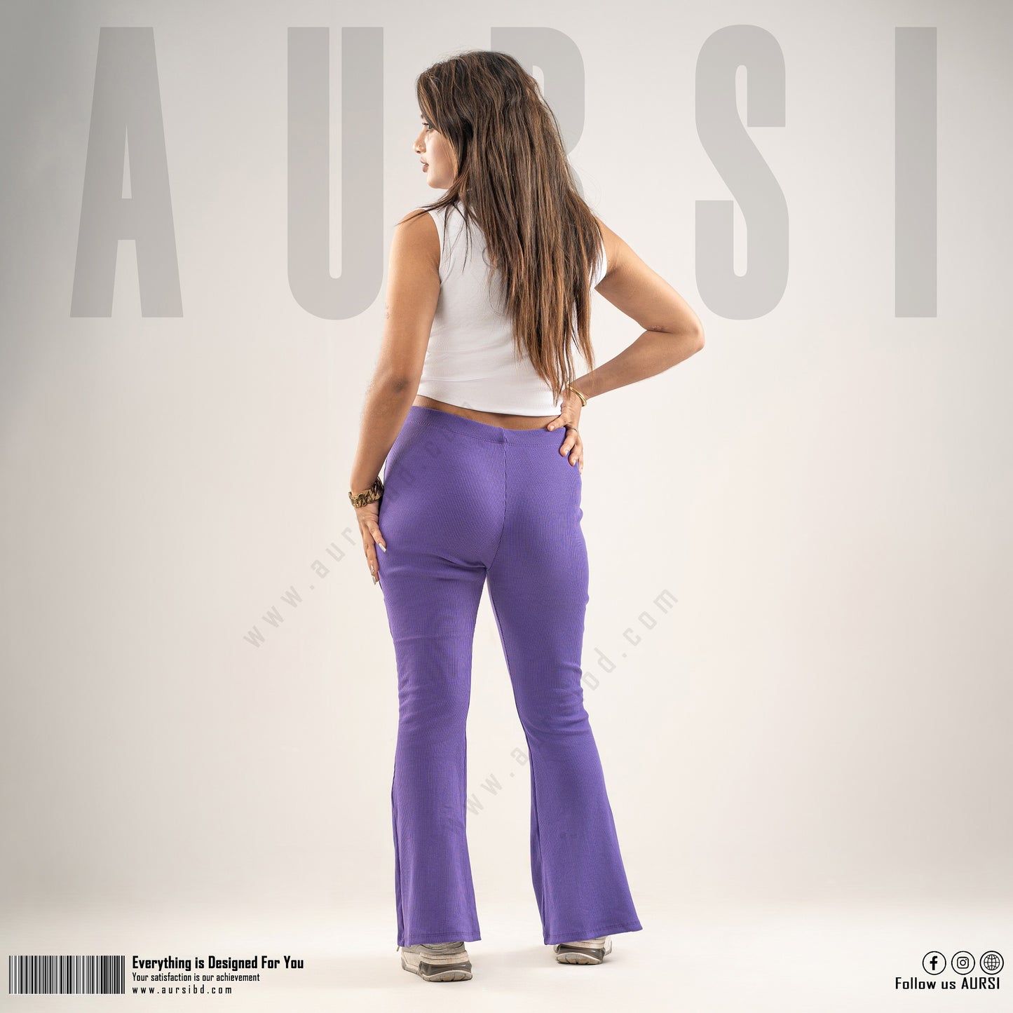 Flare Pants - Ribbed Cotton - Purple