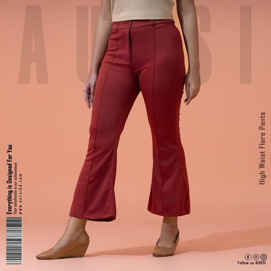 Tikin Flare Pant - Polyester Spandex Fabric - Maroon